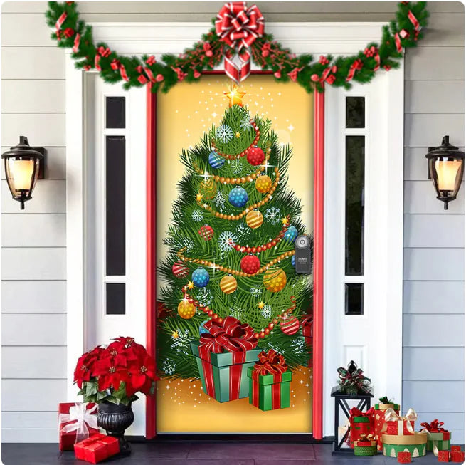 Tela de Fondo de Bosque Navideño para Decoración de Puerta en Fiesta de Navidad