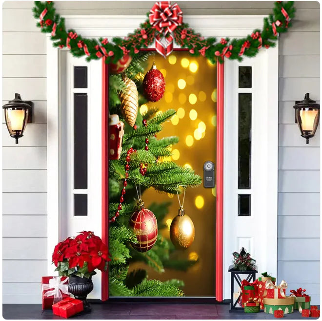 Tela de Fondo de Bosque Navideño para Decoración de Puerta en Fiesta de Navidad